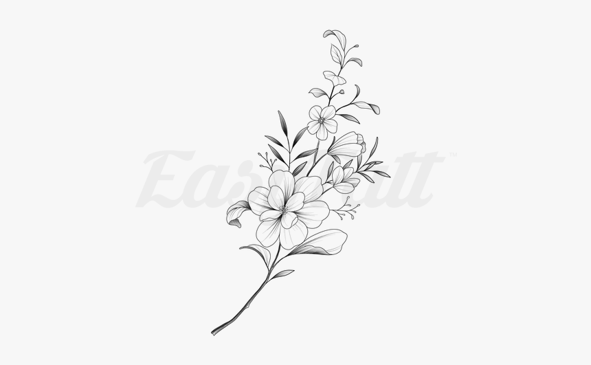 Flower Branch - Sketch, HD Png Download, Free Download