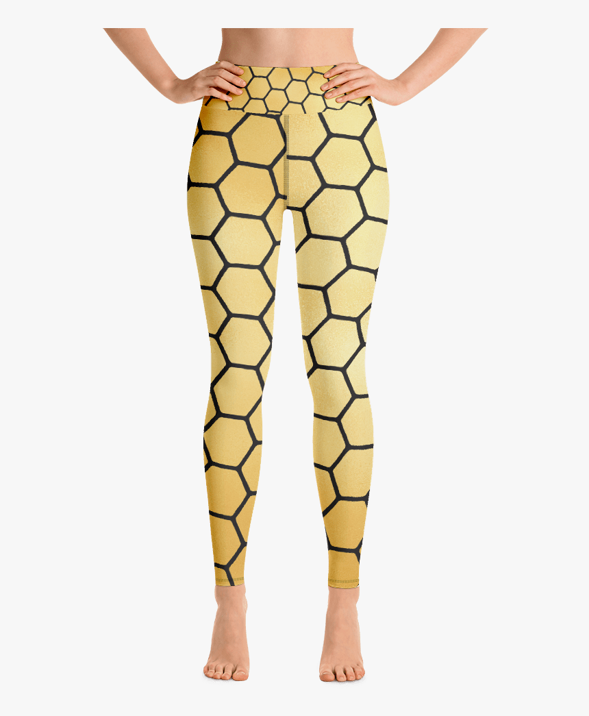 Women Honeycomb Pattern Yoga Leggings Gold - Yoga Pants, HD Png Download, Free Download