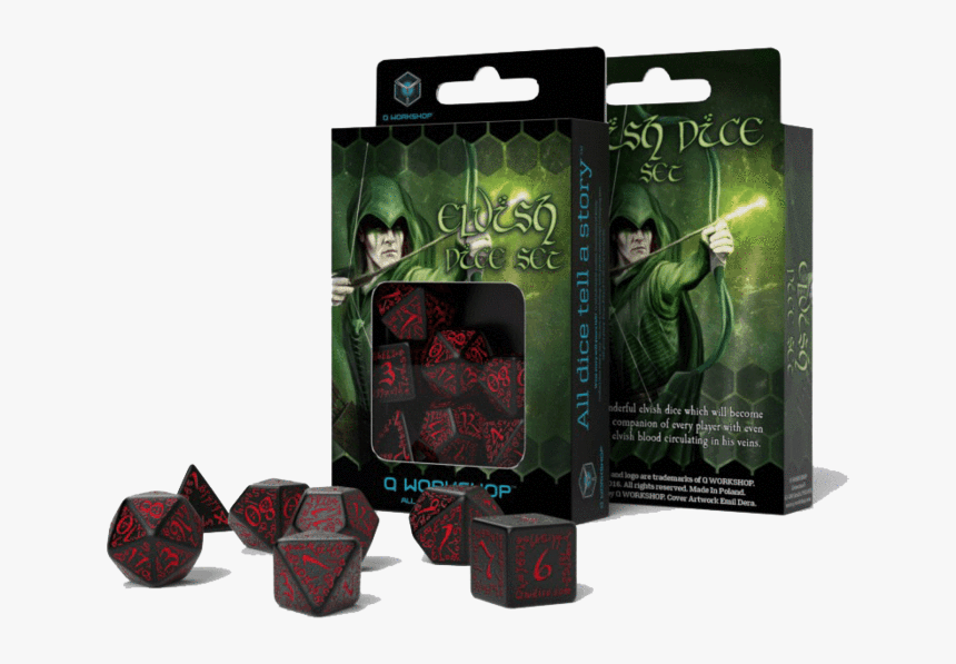 Dice 7 Set Elven Black / Red"

 
 Data Rimg="lazy"
 - Elvish Black & Glow In The Dark Dice Set, HD Png Download, Free Download