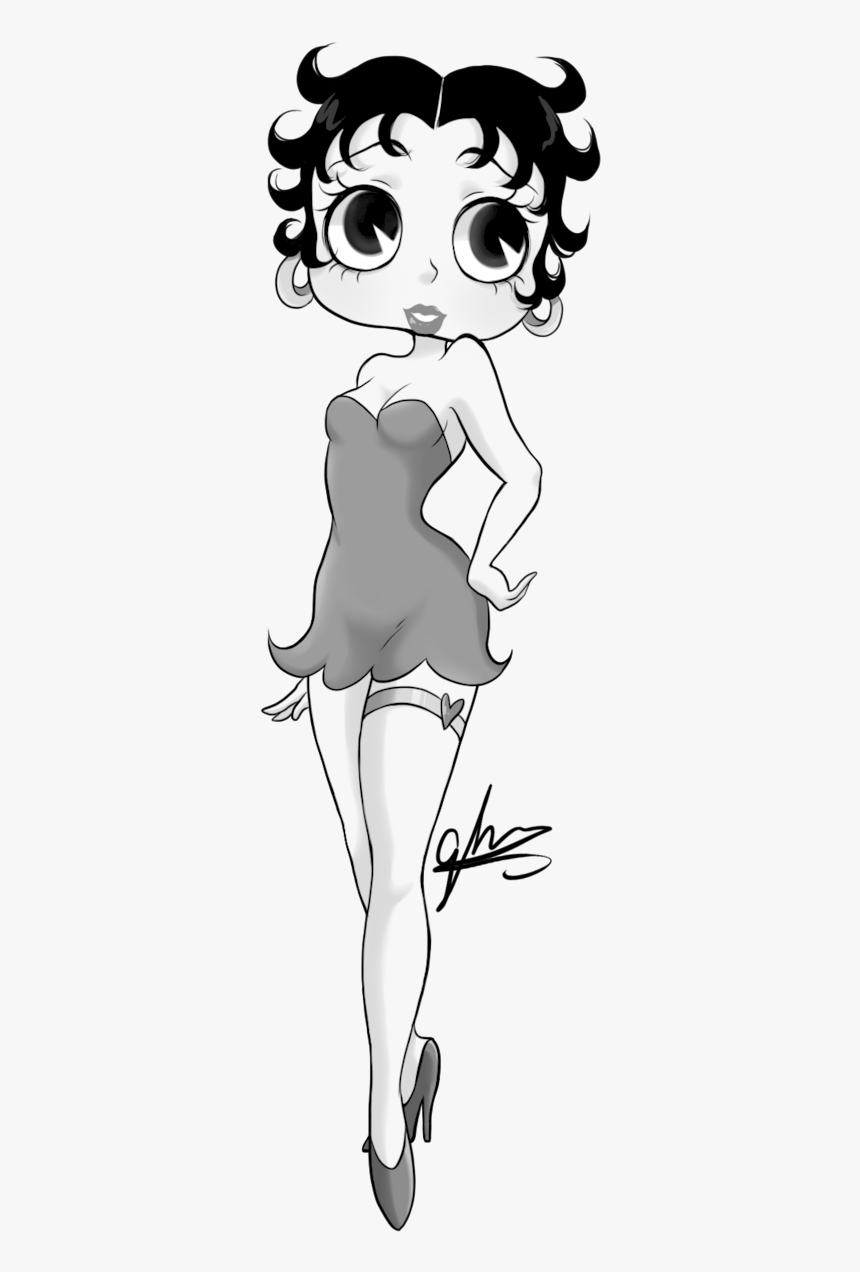 Betty Boop In Black And White By G - Drawing, HD Png Download, Free Download