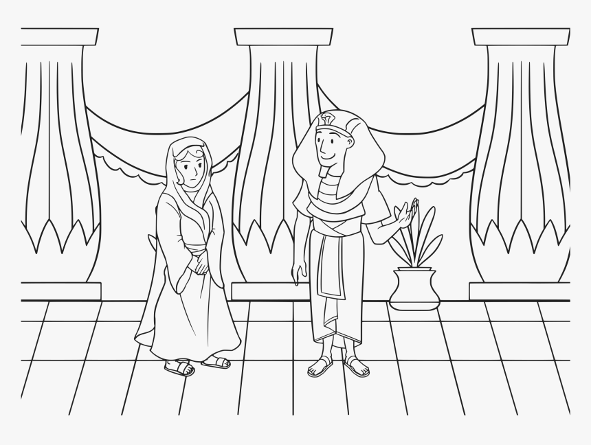 Sarai In Pharaoh"s Palace Coloring Page - Abram In Egypt Colouring Pages, HD Png Download, Free Download