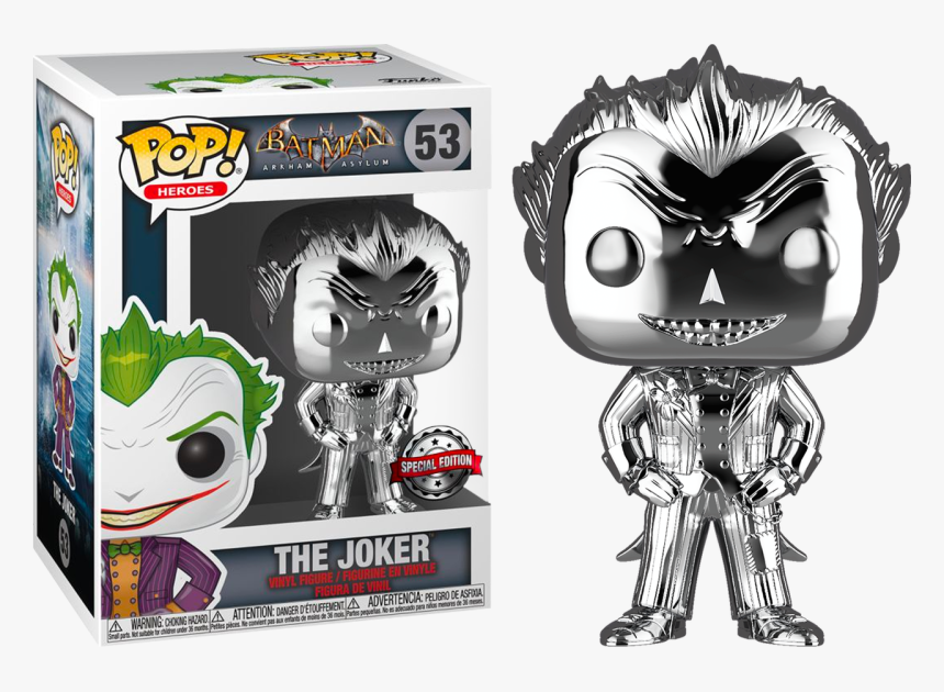 The Joker Silver Chrome Us Exclusive Pop Vinyl Figure - Chrome Joker Funko Pop, HD Png Download, Free Download