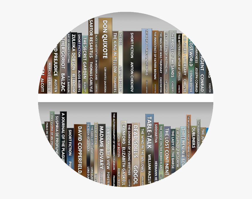 A Circlular View Of A Colorful Virtual Bookshelf - Shelf, HD Png Download, Free Download