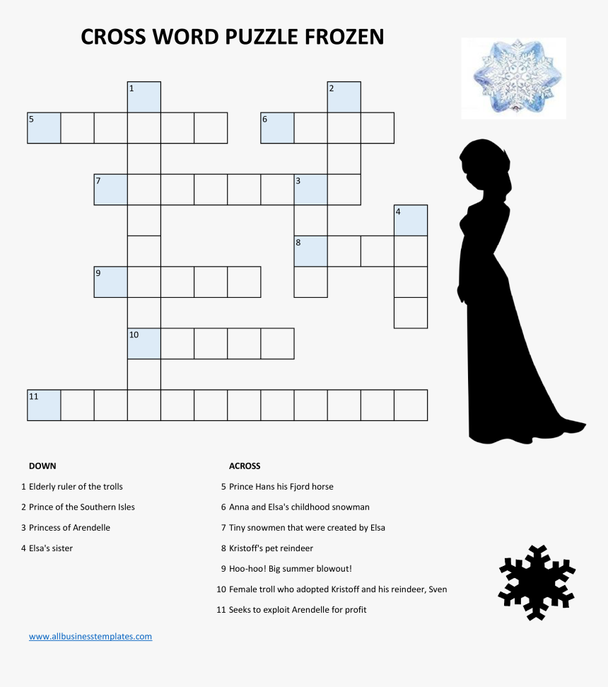 Frozen Crossword Puzzle Main Image - Disney Frozen Crossword Puzzles