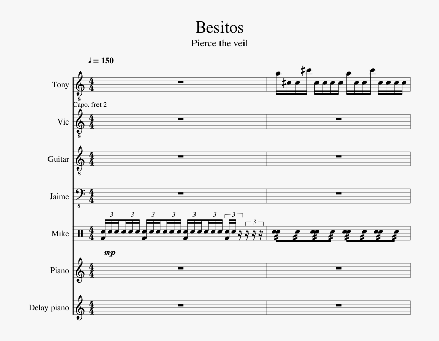 Besitos Slide, Image - Sheet Music, HD Png Download, Free Download