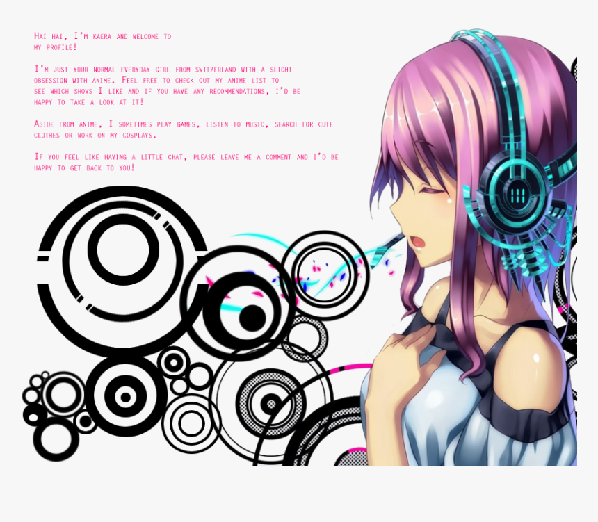 Anime Girl With Headphones Png, Transparent Png, Free Download