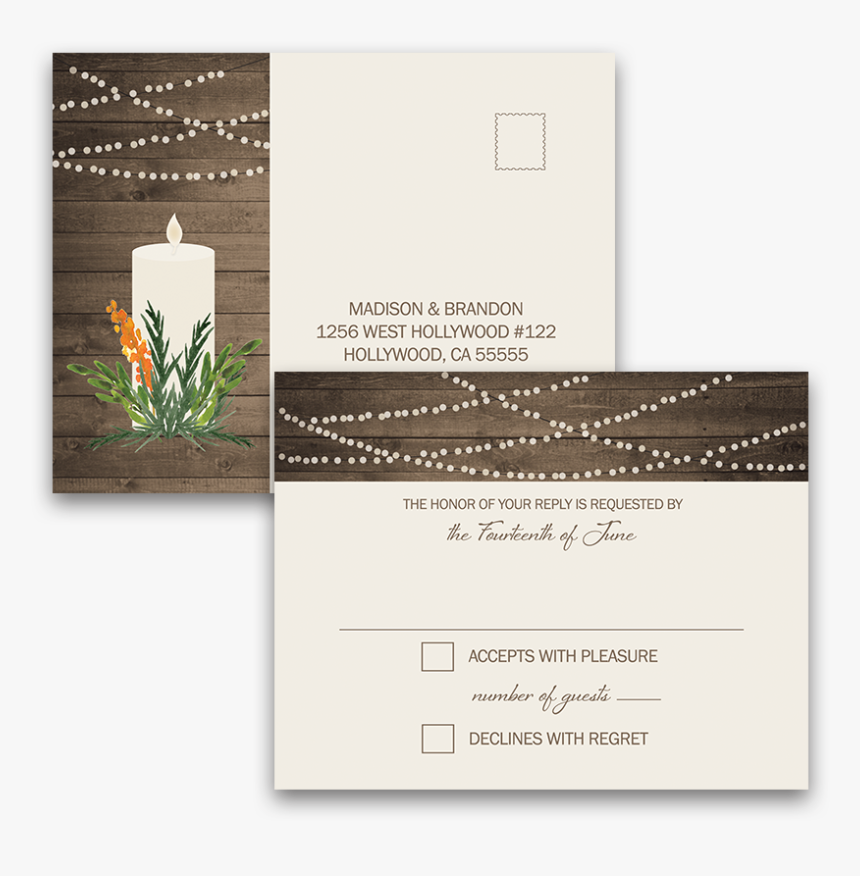 Rustic Greenery Wedding Rsvp Postcard - Advent Candle, HD Png Download, Free Download