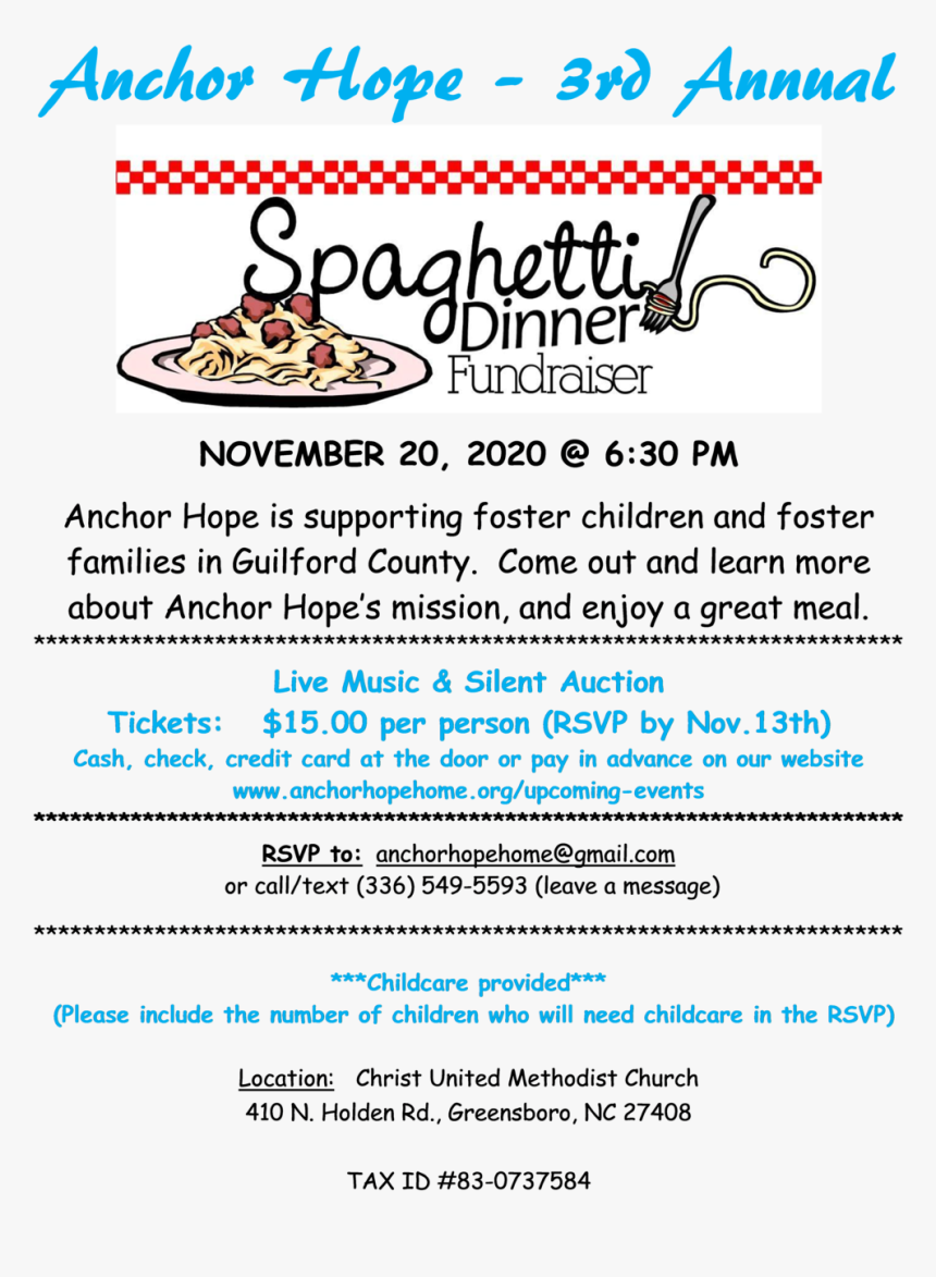 Spaghetti Dinner Flyer 2020 - Spaghetti Dinner Fundraiser Banner, HD Png Download, Free Download