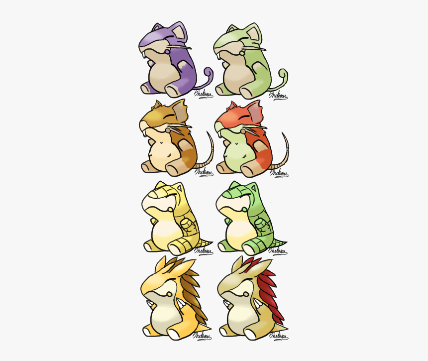 Rattata And Sandshrew Lines Substitutes From - Cartoon, HD Png Download, Free Download