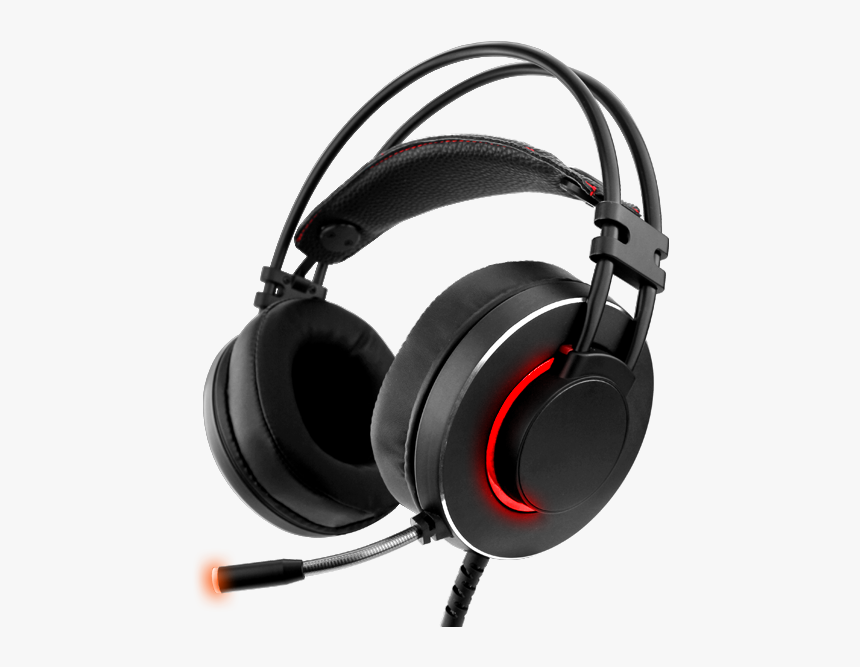 Black Pc Gaming Headset With Built-in Mic & Red Led - Gadget, HD Png Download, Free Download