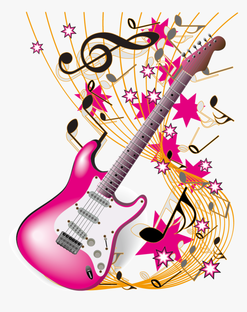 #pink #gold #gitar #music #notes #note #instrument - Music Guitar, HD Png Download, Free Download