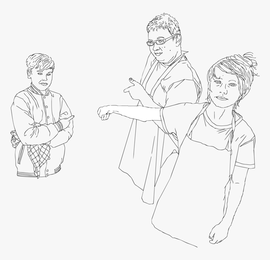 Art,artwork,figure Drawing - Black And White Clipart Of A Boy Pointing At The Vegetables, HD Png Download, Free Download