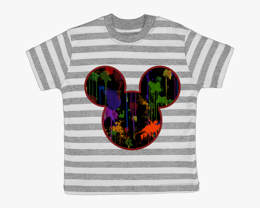 T-shirt Bébé À Rayures Tete De Mickey Version Noir - Pyjama Homme, HD Png Download, Free Download