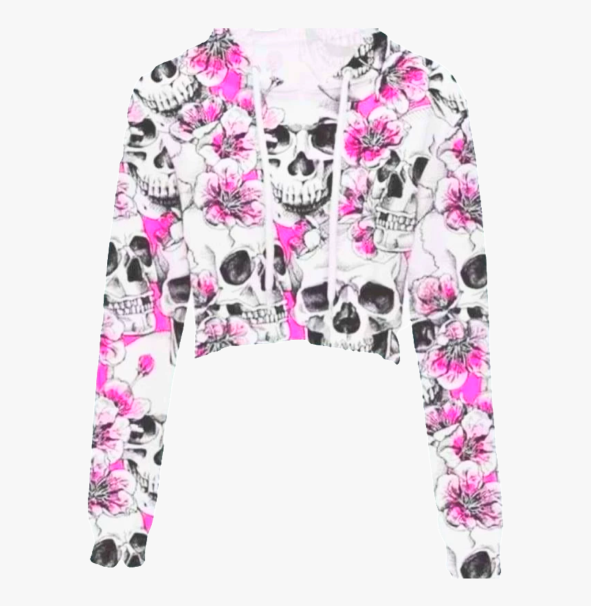 Skulls & Roses Crop Hoodie"
 Class="lazyload"
 Data - Hoodie, HD Png Download, Free Download