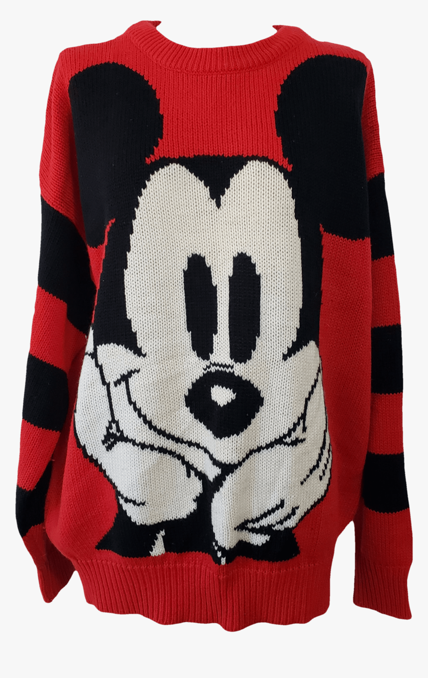 90"s Red Knit Mickey Sweater By Disney - Vintage Disney Red Mickey Sweater, HD Png Download, Free Download