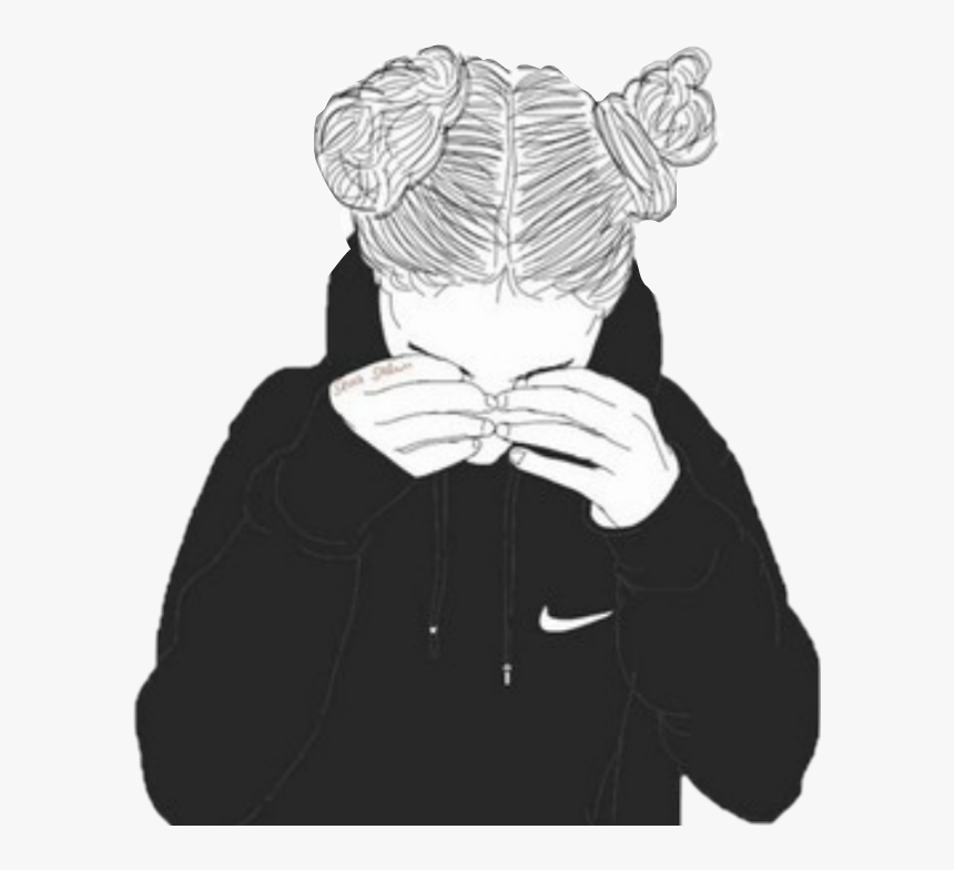 #tumblrgirl #tumblr #outlinegirl #outline #girl #drawing - Girl Drawing Nike, HD Png Download, Free Download