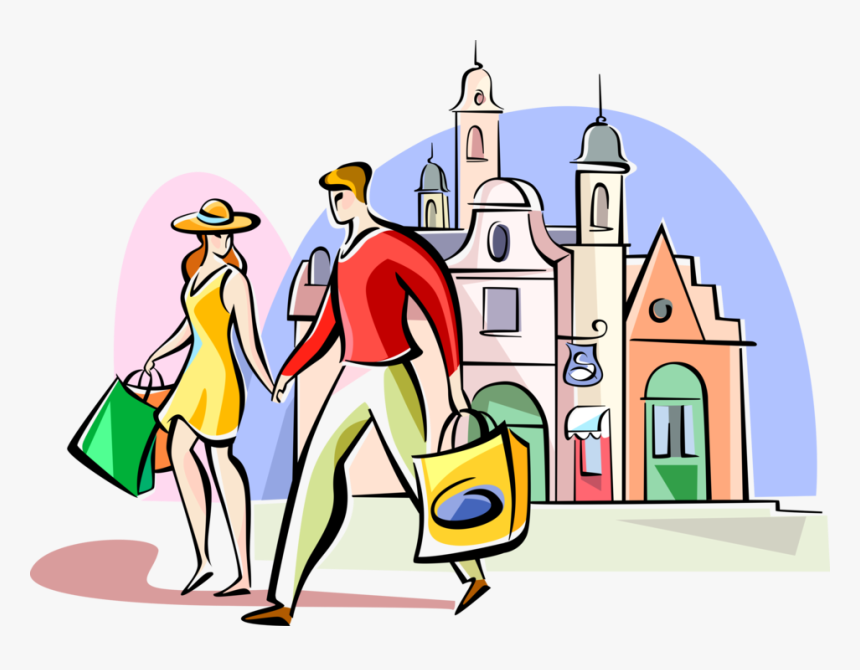 Shopping Clipart Couple Shopping - Tourism Shopping Clipart, HD Png Download, Free Download