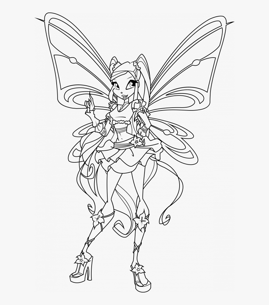 Winx Club Coloring Page 0009 Q1 - Winx Club Stella Sophix Coloring Pages, HD Png Download, Free Download