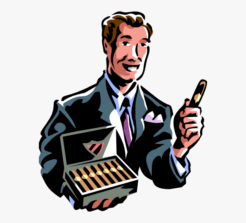 Vector Illustration Of Businessman Offers Cuban Cigar - Offering Cigar, HD Png Download, Free Download