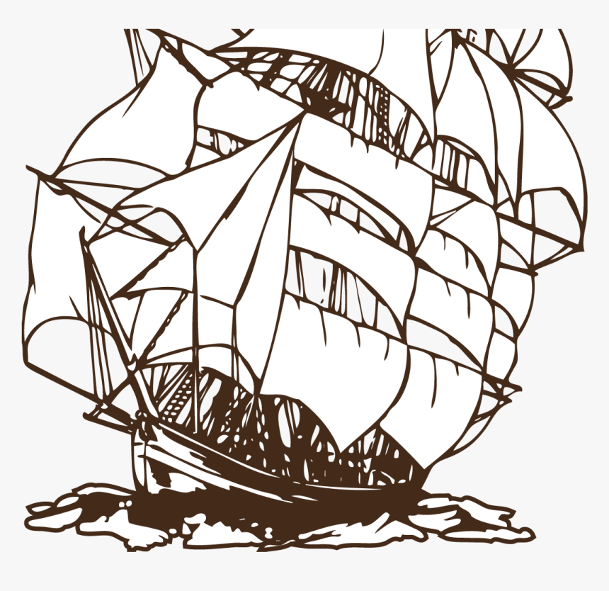Pirate Ship Black And White Clipart, HD Png Download, Free Download