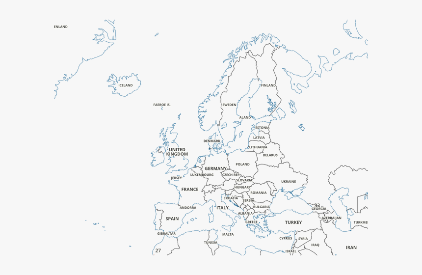 Outline Map Of Europe, HD Png Download, Free Download