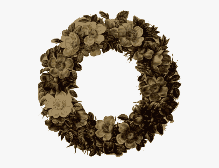 Rose Wreath Sepia - Wreath, HD Png Download, Free Download