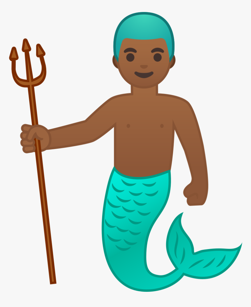 Merman Medium Dark Skin Tone Icon - Mermaid Emoji Dark Tone, HD Png Download, Free Download