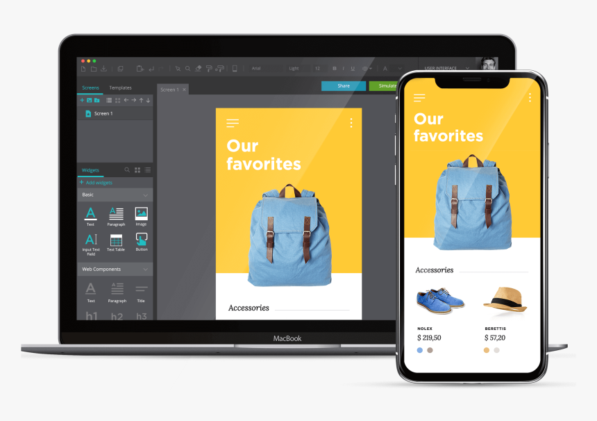 View And Export Prototypes On Desktop And Movile Devices - Desktop And Mobile App Mockup, HD Png Download, Free Download