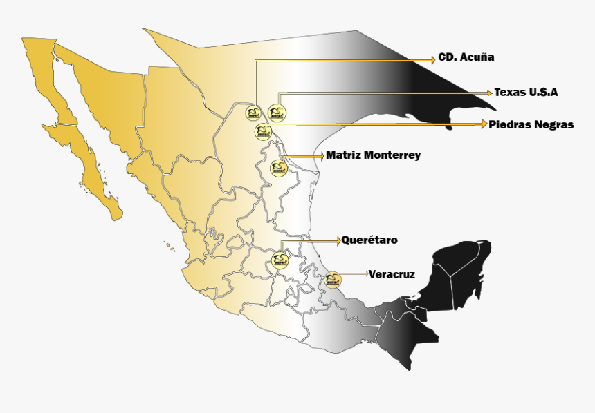 Mapa De Sucursal Siepsa - Mexico Map Vector Png, Transparent Png, Free Download