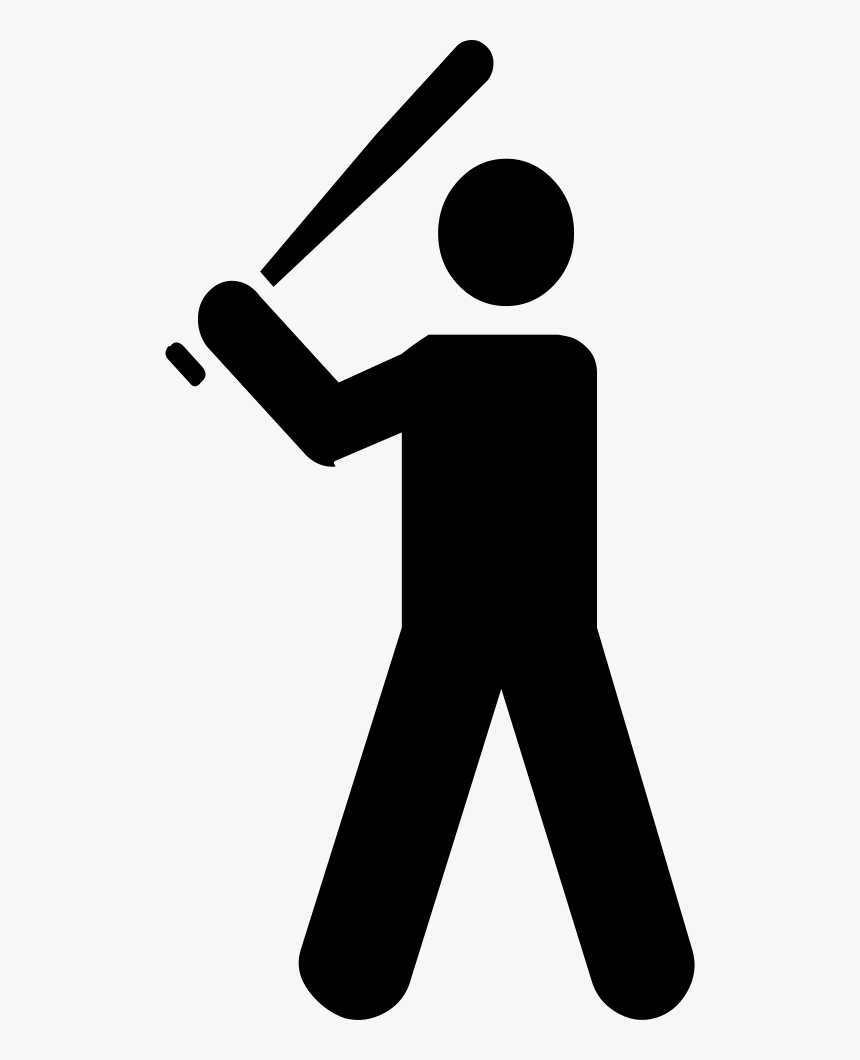 Batter Silhouette - Stick Figure Baseball Bat, HD Png Download, Free Download
