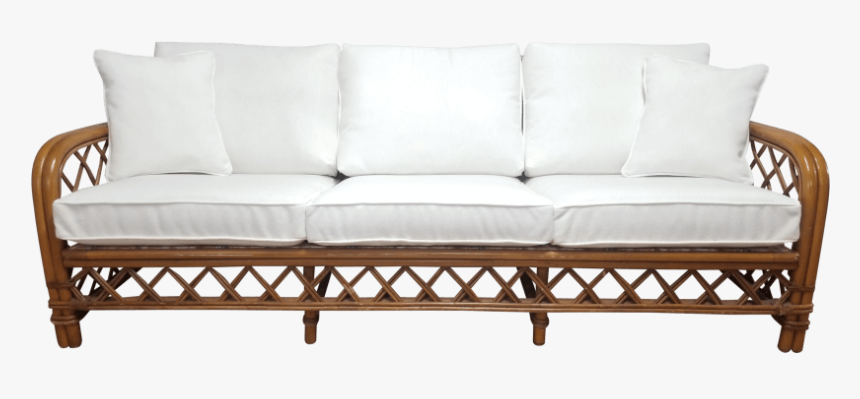 Boho Bamboo White Linen Lounge Sofa - Studio Couch, HD Png Download, Free Download