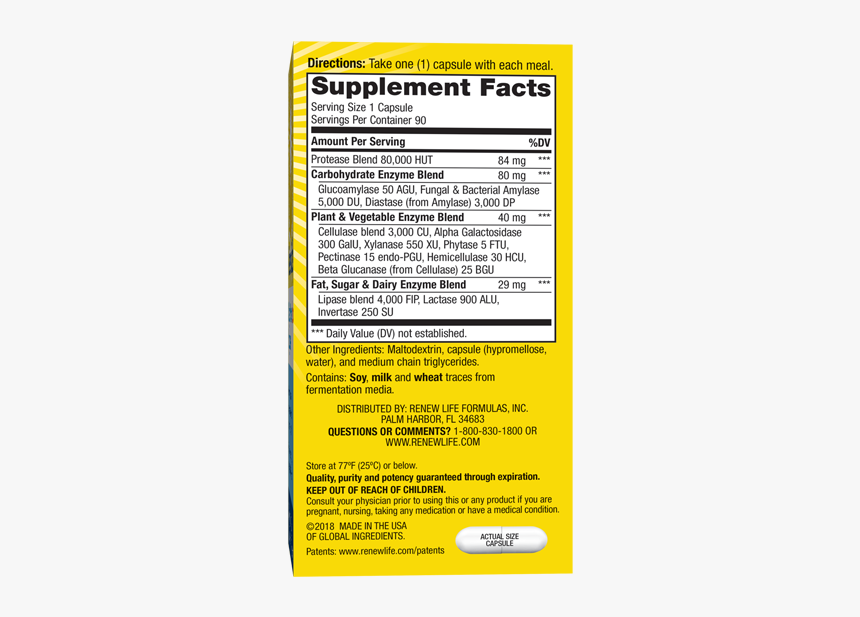 The Back Of Package With Supplemental Facts For Renew - Renew Life Women's Probiotic Ingredients, HD Png Download, Free Download