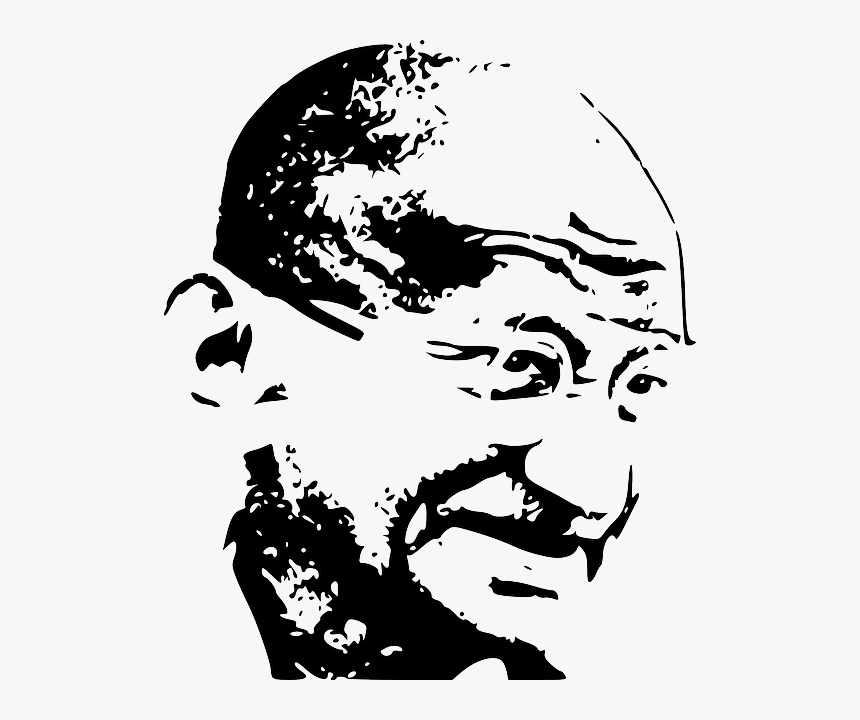 Black, Outline, Drawing, Sketch, People, Silhouette - Gandhi Clip Art, HD Png Download, Free Download