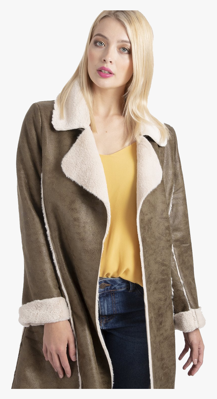 Ladies Shearling Coat Png Free Image Download - Overcoat, Transparent Png, Free Download