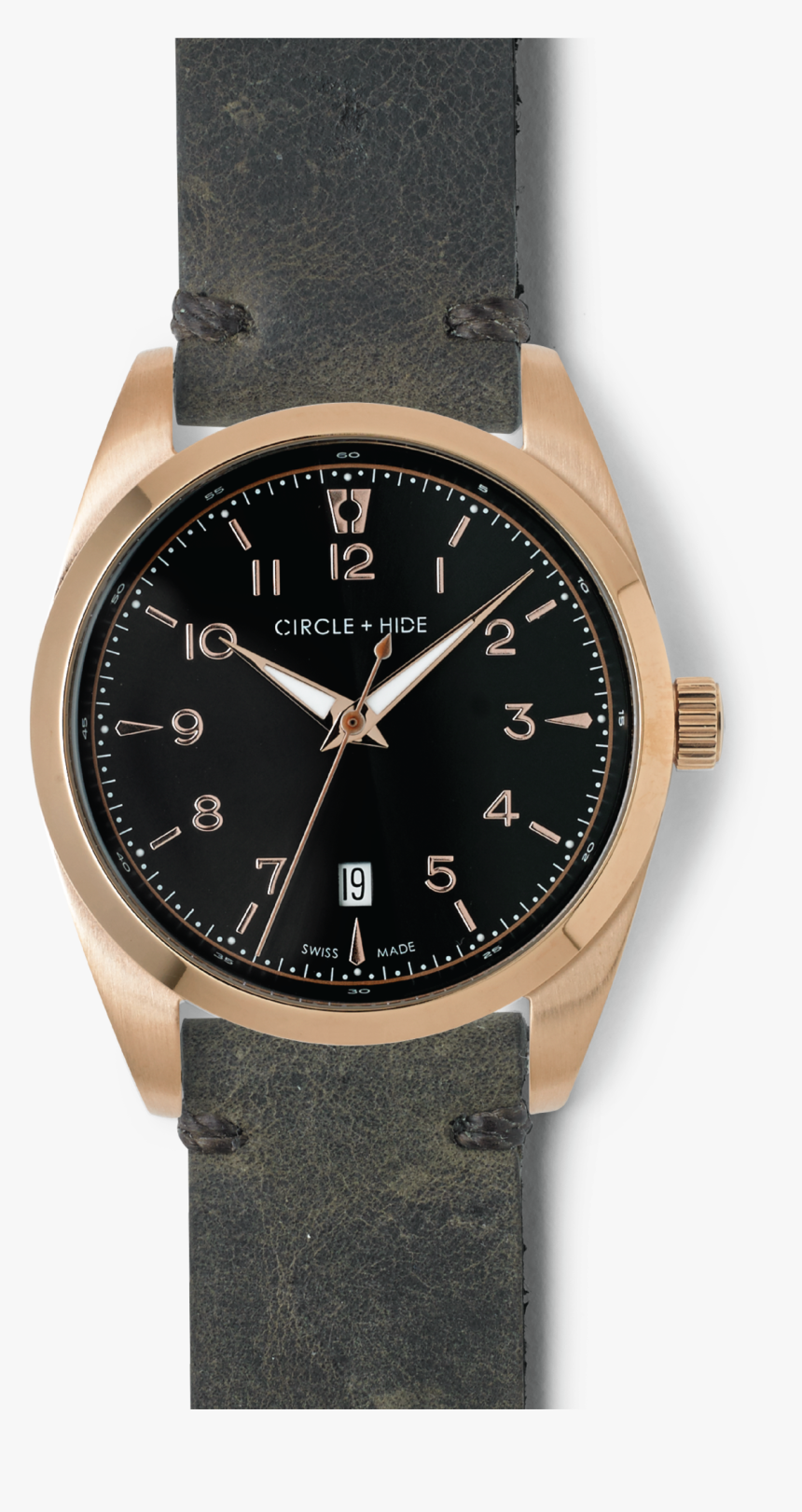 Rose Gold Watch Black Dial Distressed Brown Leather - Graham Chronofighter Vintage Blue, HD Png Download, Free Download
