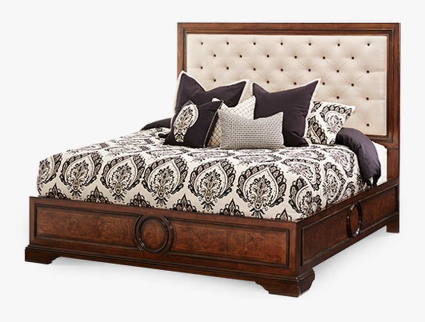 Wood Bed With Leather Tufted Headboard, Wood Bed With Tufted Headboard
