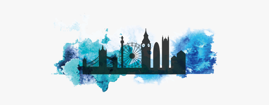 City Of London Silhouette Watercolor Painting - Watercolor Paintings With Silhouette, HD Png Download, Free Download