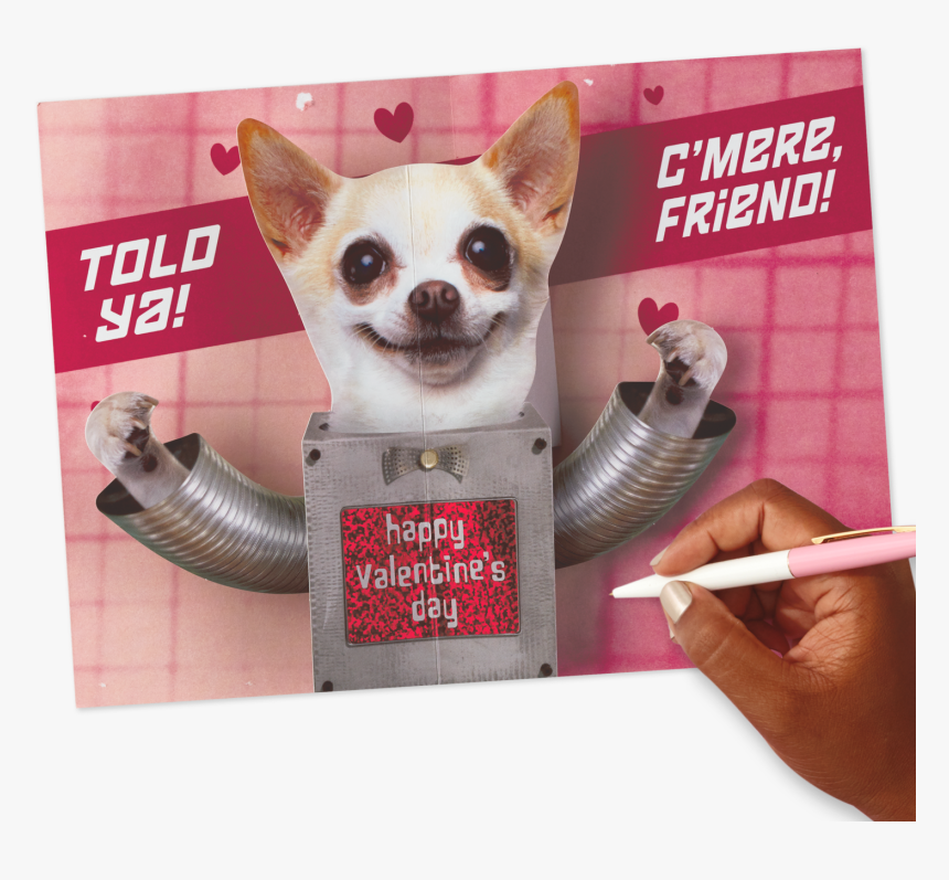 Chihuahua Robot Funny Pop Up Valentine"s Day Card For - Chihuahua, HD Png Download, Free Download