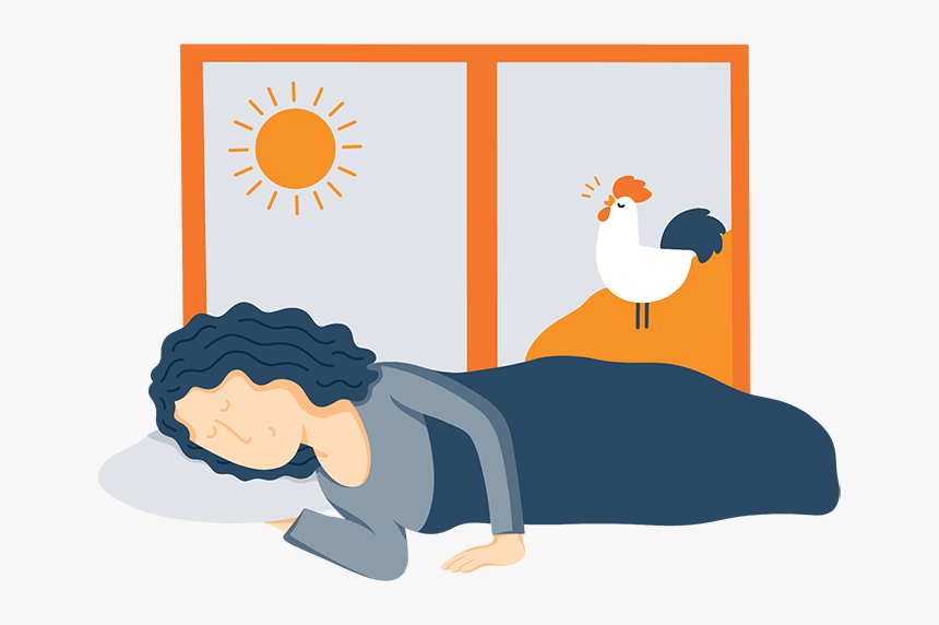 A Woman In Bed Sleeping While A Rooster Crows Illustration - Cartoon, HD Png Download, Free Download