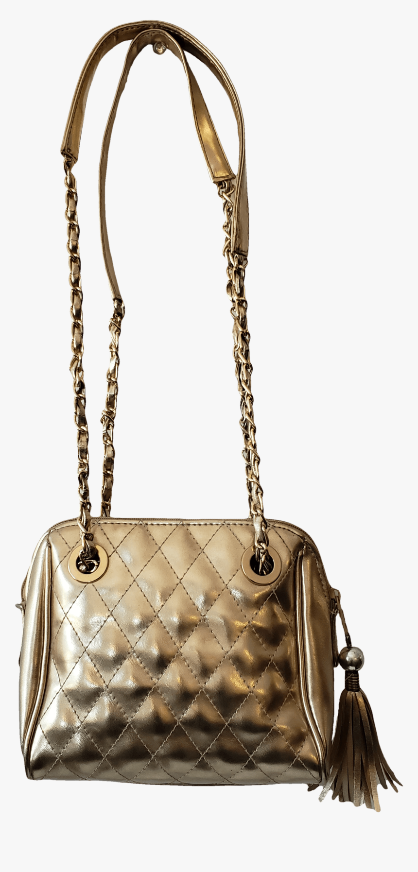 Gold Quilted Purse With Tassel Zipper - Shoulder Bag, HD Png Download, Free Download