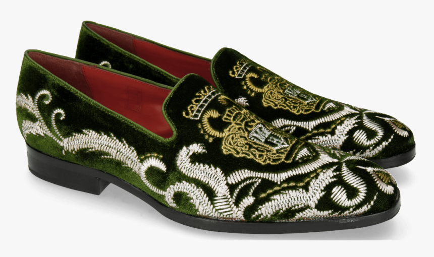 Loafers Prince 2 Velluto Pine Embrodery Gold - Slip-on Shoe, HD Png Download, Free Download