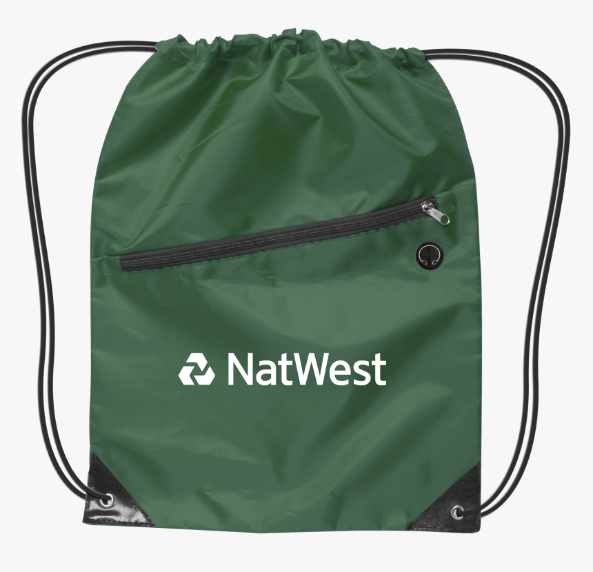 Drawstring Backpack W/zipper - 210 Denier Polyester, HD Png Download, Free Download