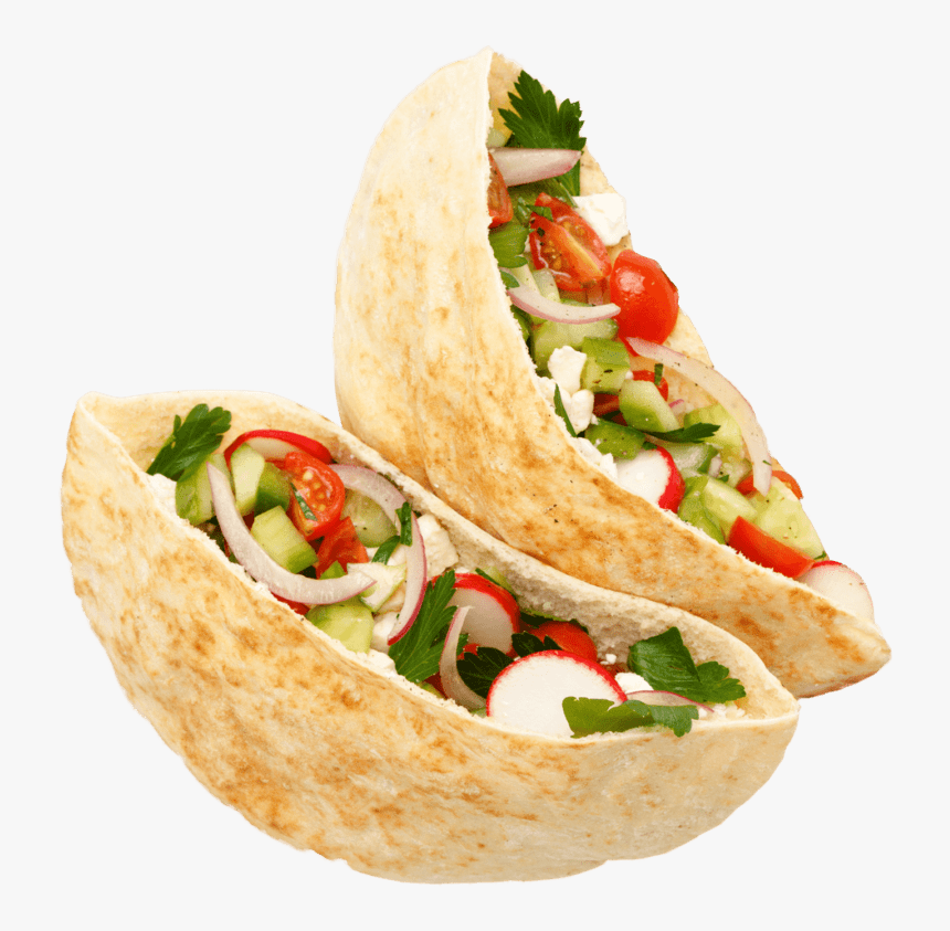 Pita Filled With Onions, Tomatoes, Cucumbers, Feta - Fast Food, HD Png Download, Free Download