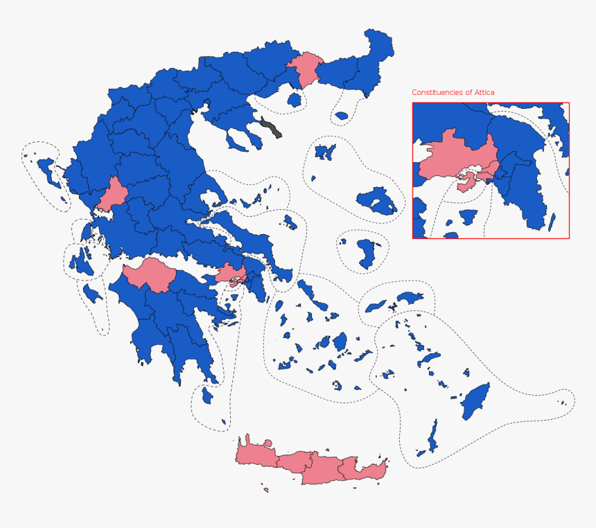 1280px-greek Legislative Elections 2019 Map - Greek Civil War Map, HD Png Download, Free Download