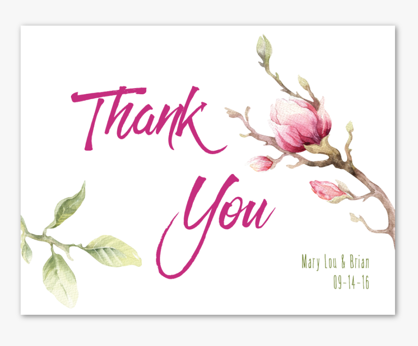 Sweet Magnolia Thank You Card With - Calligraphy, HD Png Download, Free Download