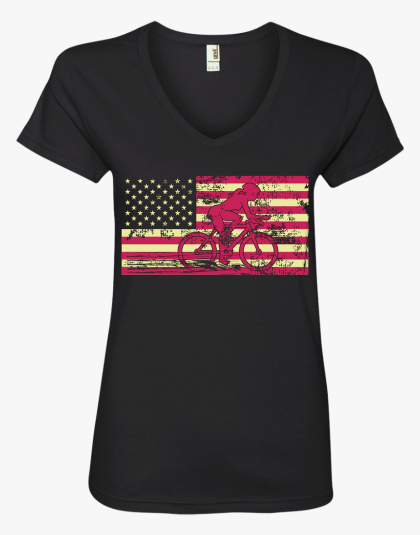 Female Cyclist Silhouette On The American Flag Ladies - Your Husband My Husband T Shirt Motorcycle, HD Png Download, Free Download