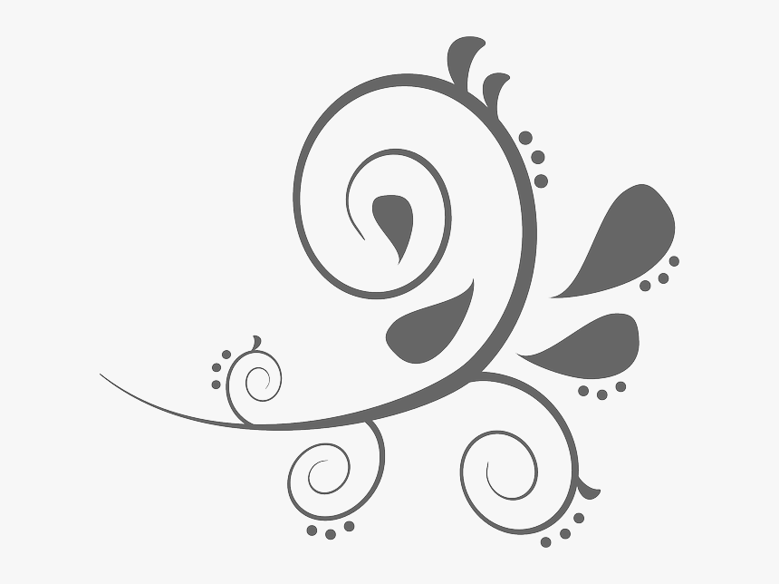 Floral, Decoration, Curve, Flourish, Gray, Leaves - Clip Art Swirl Design, HD Png Download, Free Download