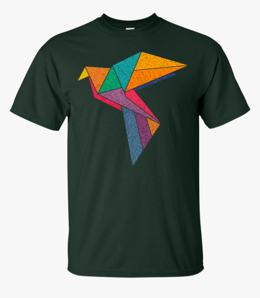 Vintage Geometric Colourful Paper Crane Origami T Shirt - T-shirt, HD Png Download, Free Download