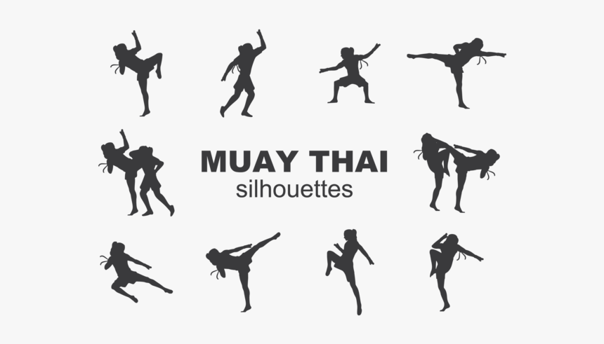 Muay Thai Silhouettes Vector - Muay Thai Vector Girl, HD Png Download, Free Download