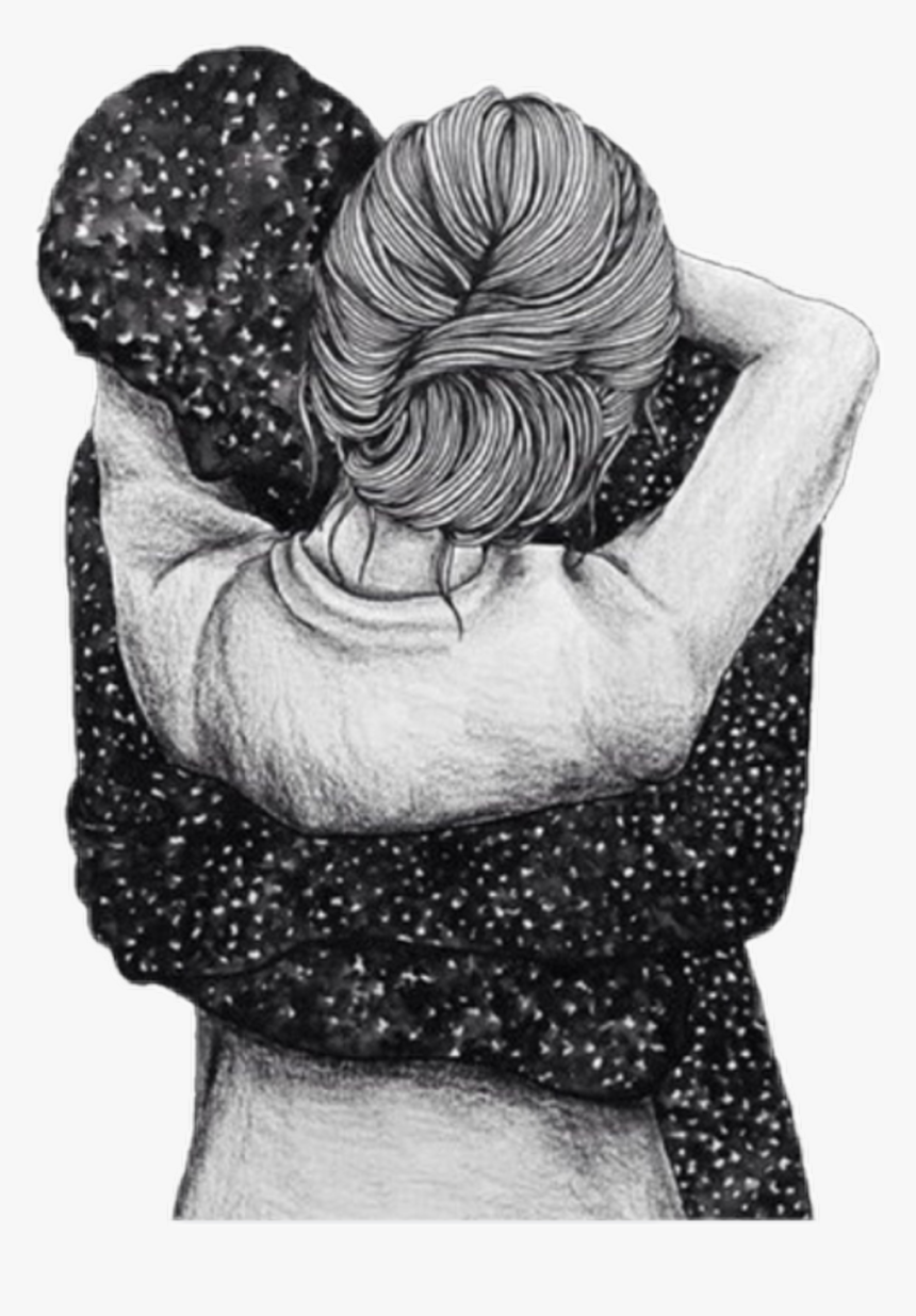 #girl #man #hug #space #galaxy #stars #star #draw - Draw A Man Hugging A Woman, HD Png Download, Free Download